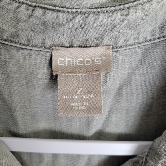 CHICO'S Minimalist Tencel Chambray Button-Up Shirt 2 / US 12/14 - Picture 5 of 6